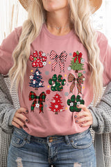 US3001P-E3195 Christmas Bow Paw Graphic Plus Tee $16