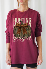 UL240P-E3190 Hunting Pumpkin Bow Graphic Plus Long Sleeve Tee $17
