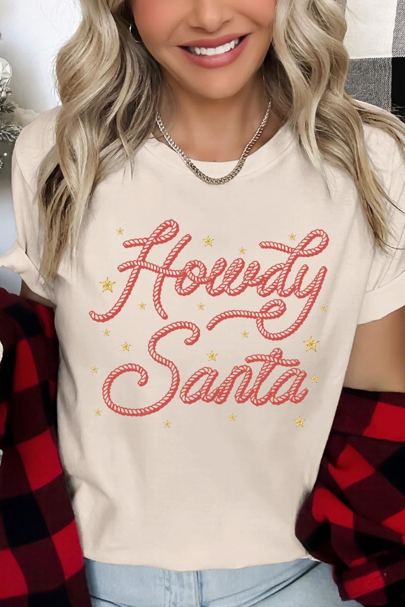 US3001P-E3199 Howdy Santa Graphic Plus Tee $16