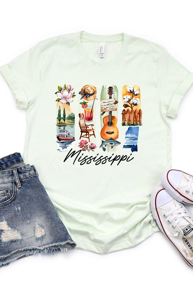 US3001P-E3061MS Mississippi State Brushstroke Graphic Plus Tee $16