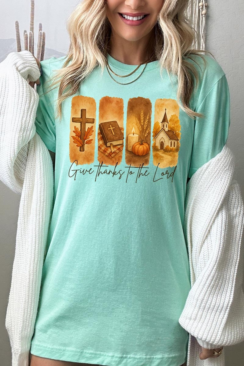 US3001P-E3169 Give Thanks To The Lord Graphic Plus Tee $16
