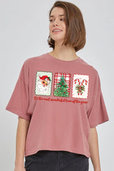 CTS-E3201 Most Wonderful Time Graphic Relaxed Crop Top $11