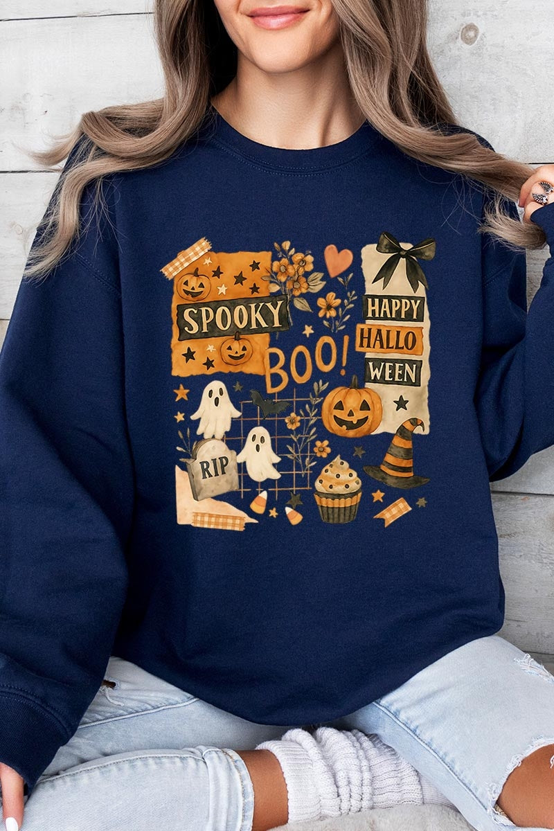 UL180P-E3084 Halloween collage Graphic Plus Sweatshirt $25