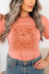 US3001P-E3112 Fall Pumpkin Botanical Graphic Plus Tee $16