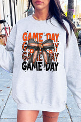 UL180-E3088 Orange Black Football Game Day Bow Sweatshirt $20