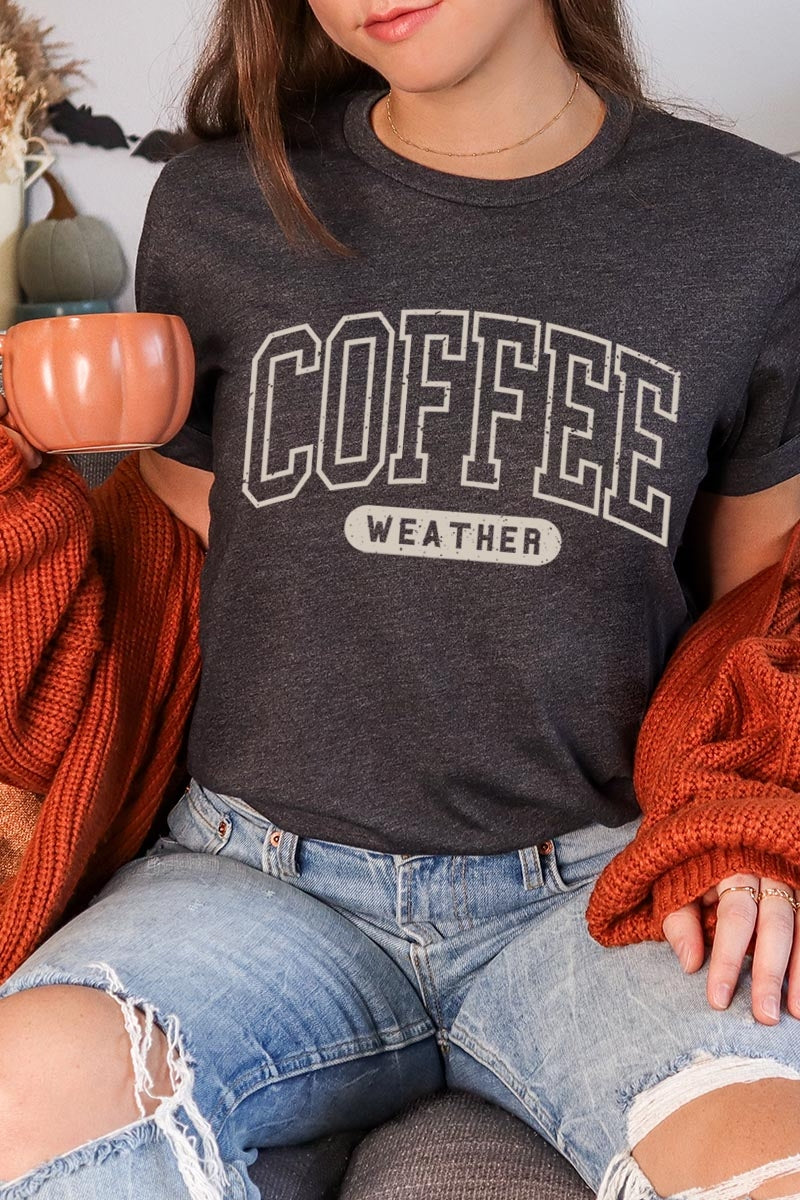 US3001-E3207 Coffee Weather Graphic Tee $12.5