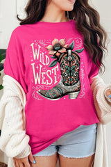 5000-E3100 Wild West Cowgirl Boot Graphic Heavy Cotton Tee $9