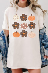 5000-E3117 Pumpkins & Flowers Fall Graphic Heavy Cotton Tee $9
