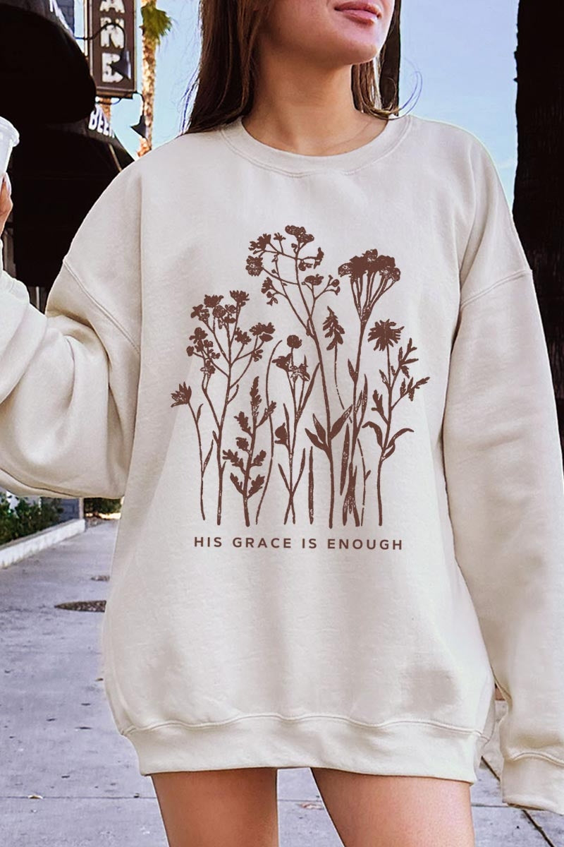 UL180P-E3146 Christian Wildflower Graphic Plus Sweatshirt $25