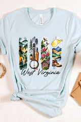 US3001P-E3061WV West Virginia State Brushstroke Graphic Plus Tee $16