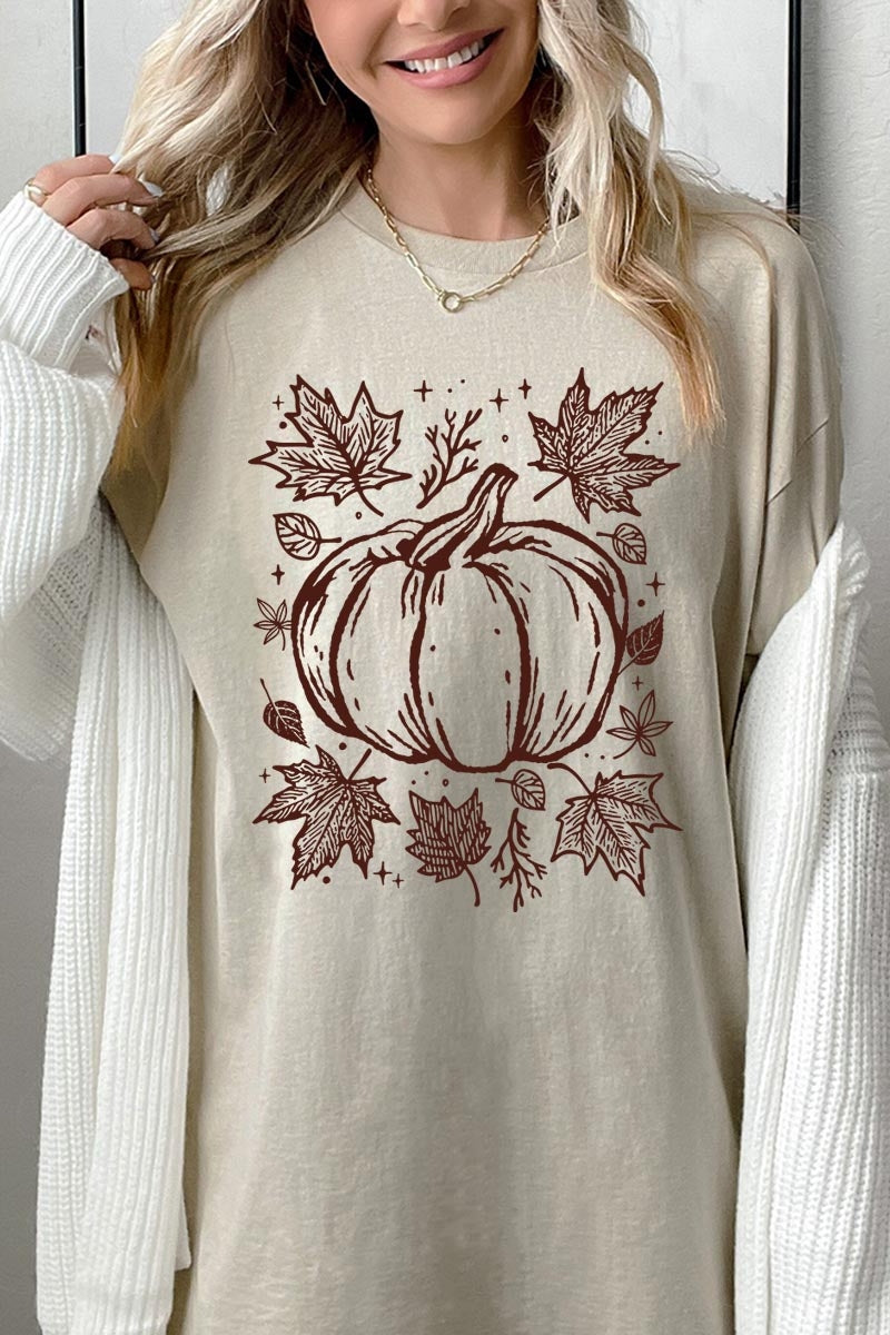 5000-E3162 Fall Pumpkin Graphic Heavy Cotton Tee $9