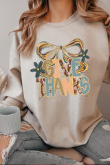 UL180-E3154 Give Thanks Bow Graphic Sweatshirt $20