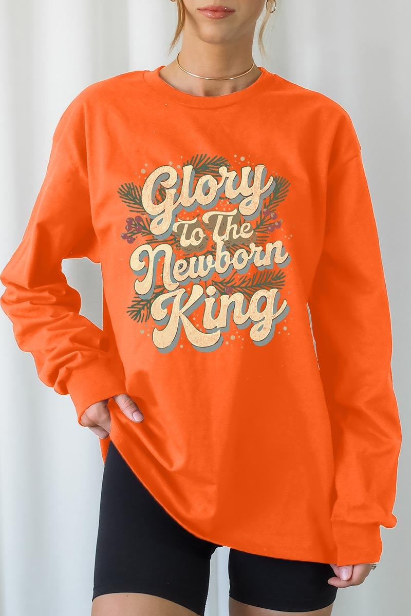 UL240-E3220 Glory to the Newborn King Graphic Long Sleeve Tee $13.75