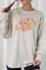UL240-E3133 Floral Football Graphic Long Sleeve Tee $13.75