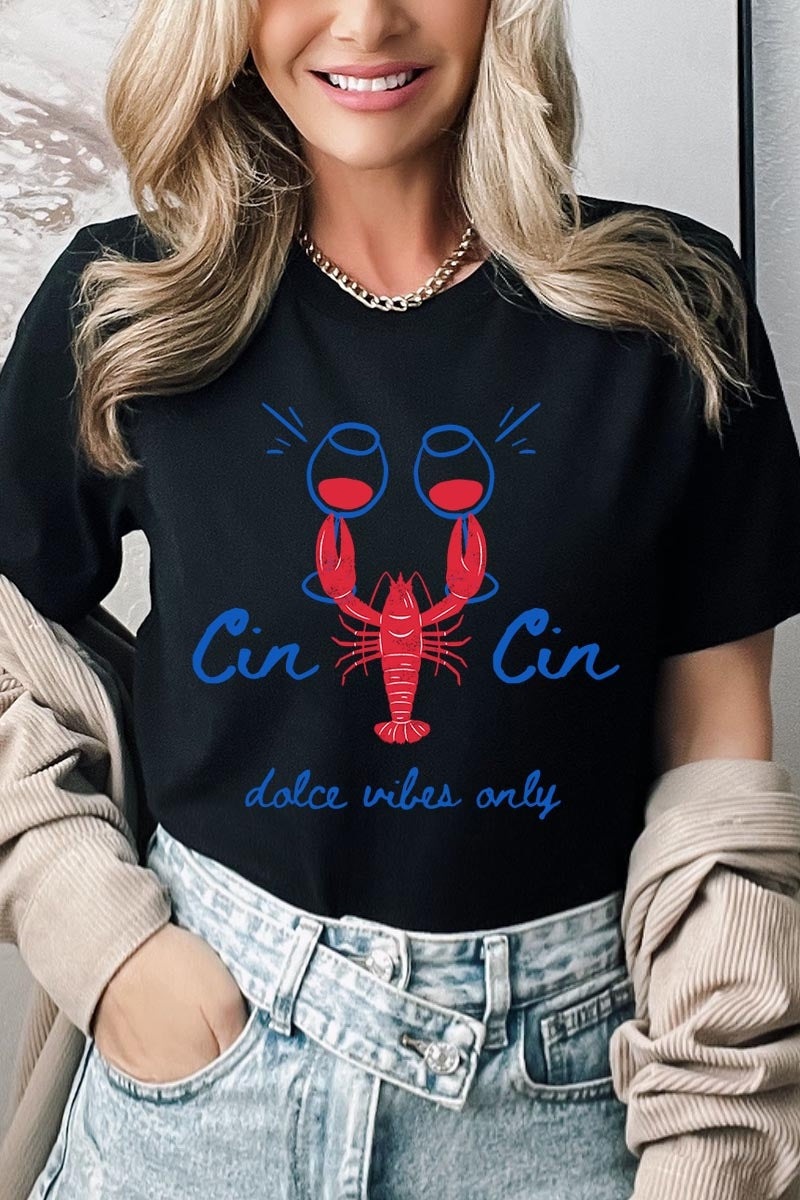 US3001P-E3069 Cin Cin Lobster Celebration Graphic Plus Tee $16