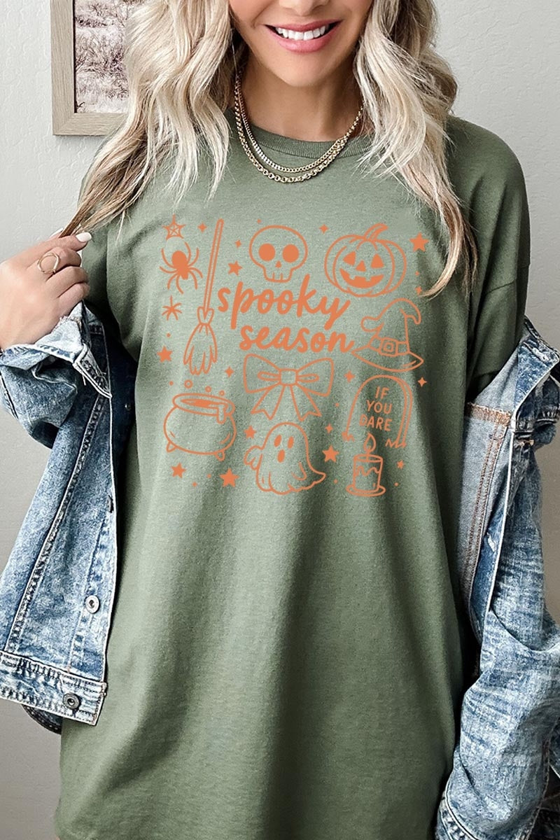 5000-E3141 Halloween Doodle Graphic Heavy Cotton Tee $9