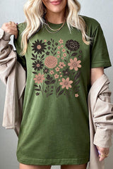 US3001-E3178 Fall Floral Garden Graphic Tee $12.5