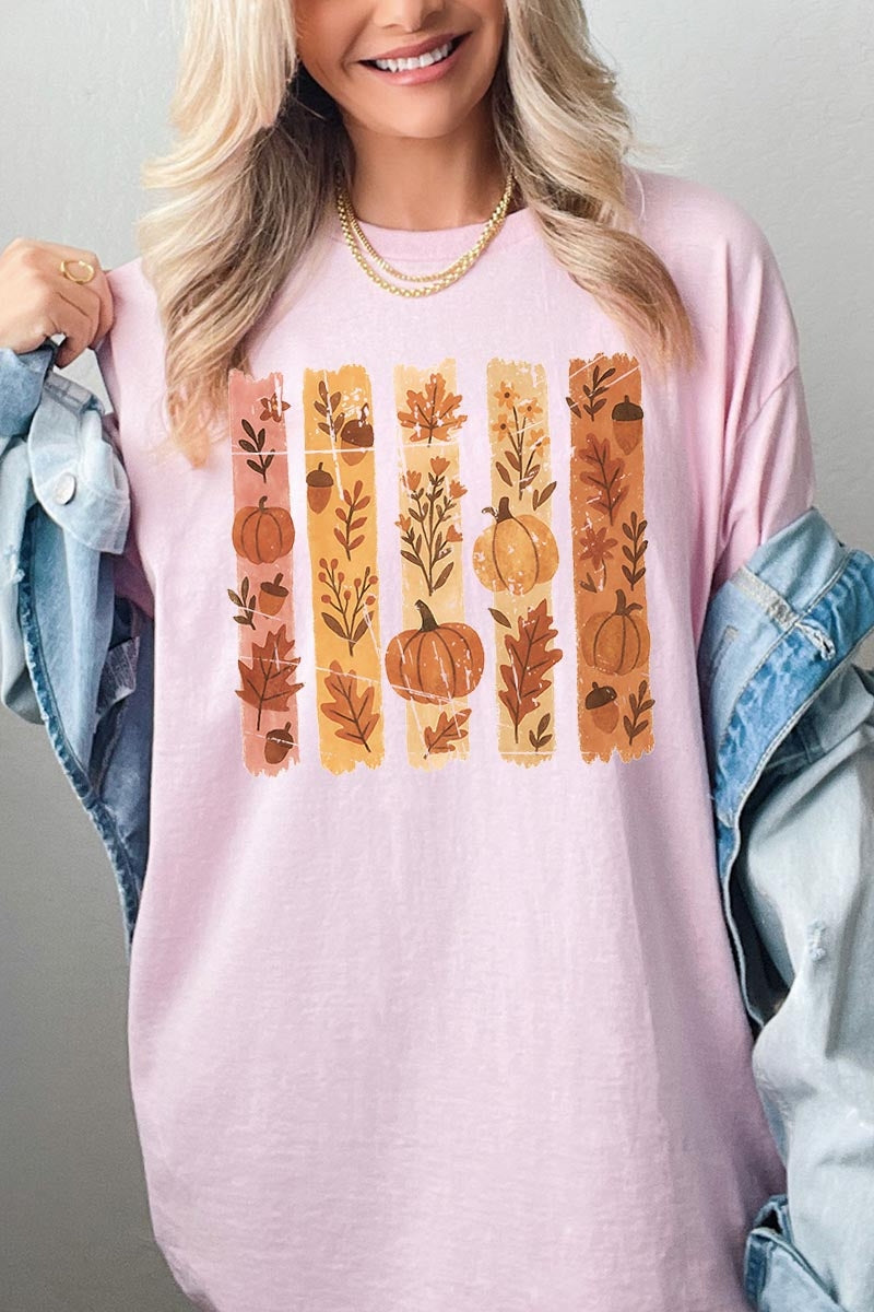 5000-E3110 Brushstroke Boho Fall Graphic Heavy Cotton Tee $9