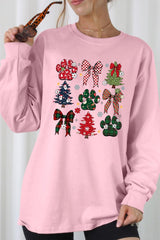 UL240P-E3195 Christmas Bow Paw Graphic Plus Long Sleeve Tee $17