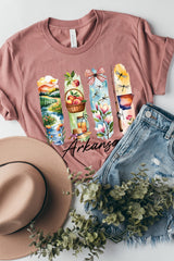 US3001-E3061AR Arkansas State Brushstroke Graphic Tee $12.5