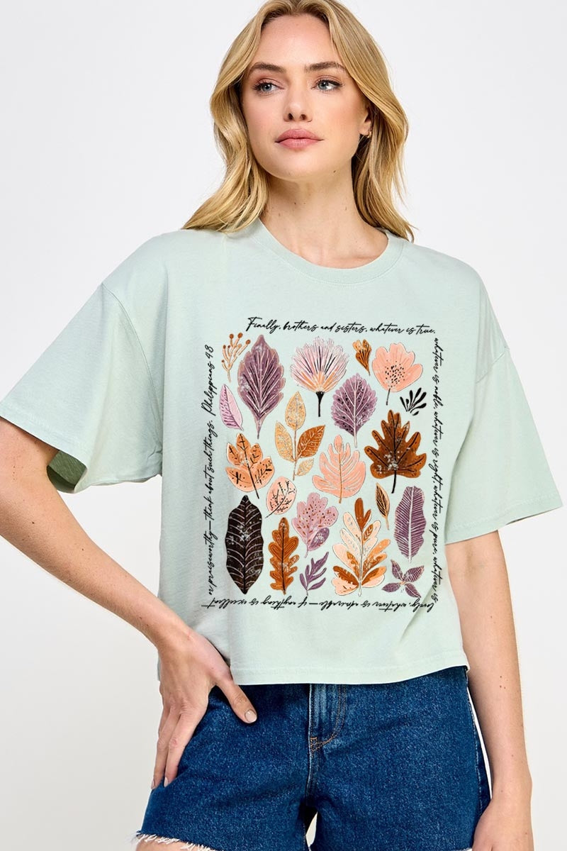 CTS-E3147 Christian Fall Graphic Relaxed Crop Top $11