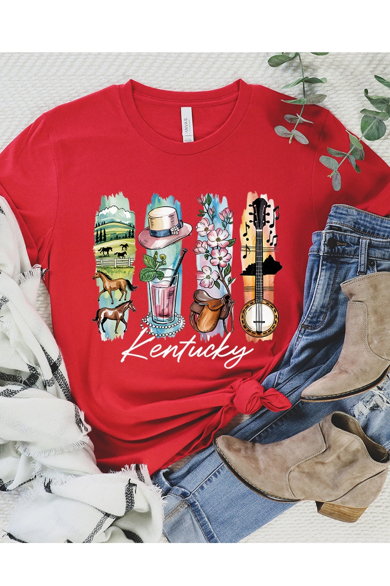 US3001P-E3061KY Kentucky State Brushstroke Graphic Plus Tee $16
