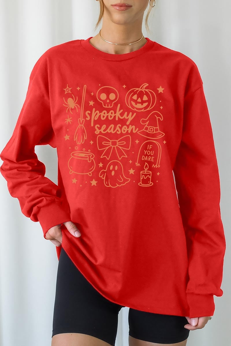 UL240P-E3141 Halloween Doodle Graphic Plus Long Sleeve Tee $17