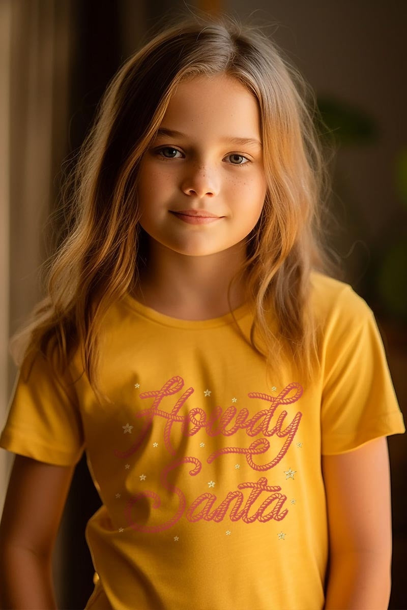 US3001Y-E3199Z Howdy Santa Kids Graphic Tee $11