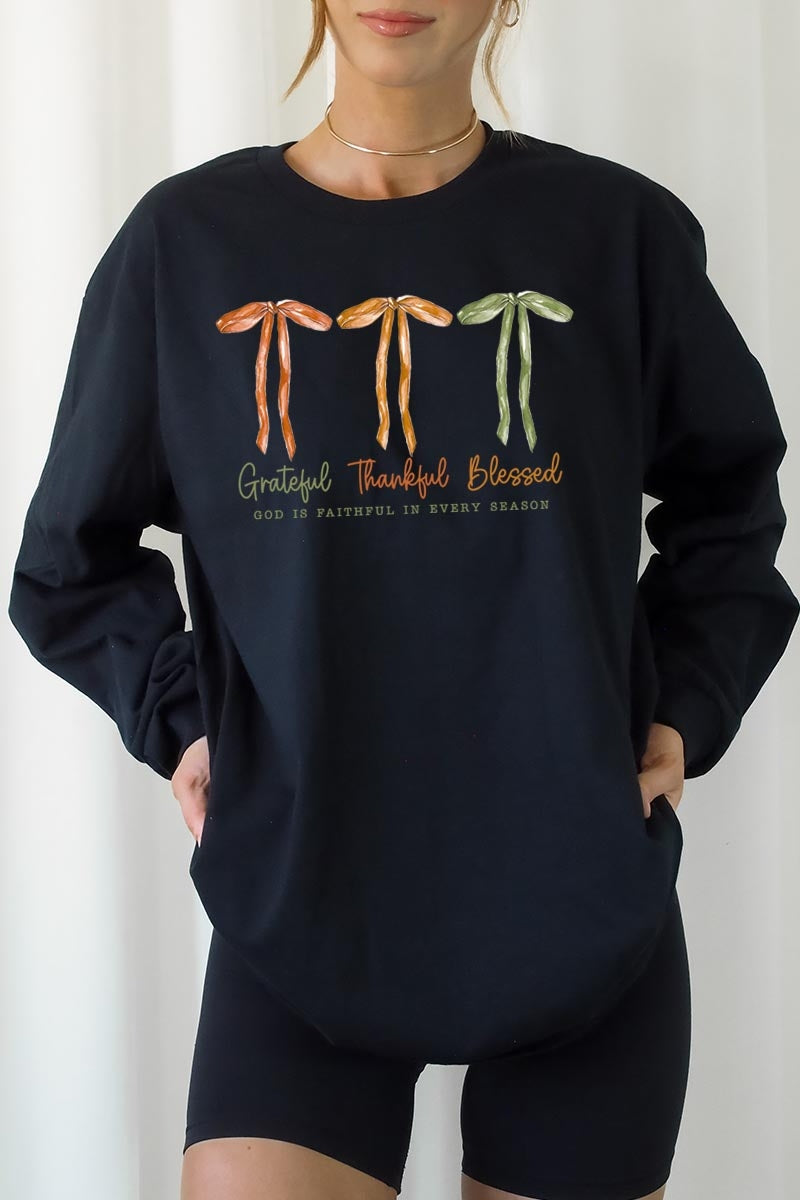 UL240P-E3111 Grateful Thankful Blessed Plus Long Sleeve Tee $17