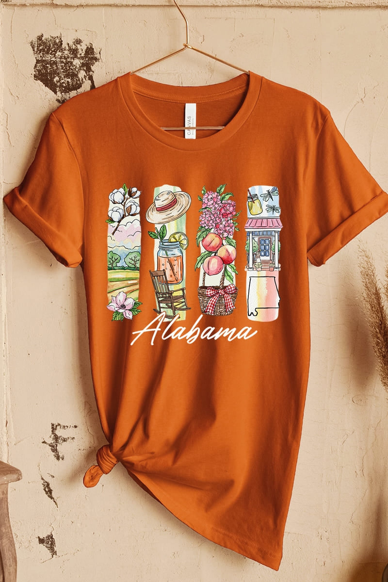 US3001P-E3061AL Alabama State Brushstroke Graphic Plus Tee $16