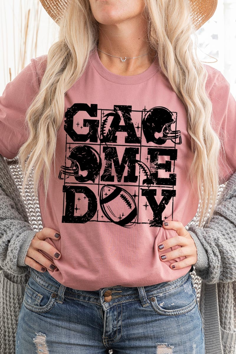 US3001P-E3073 Distressed Game Day Graphic Plus Tee $16