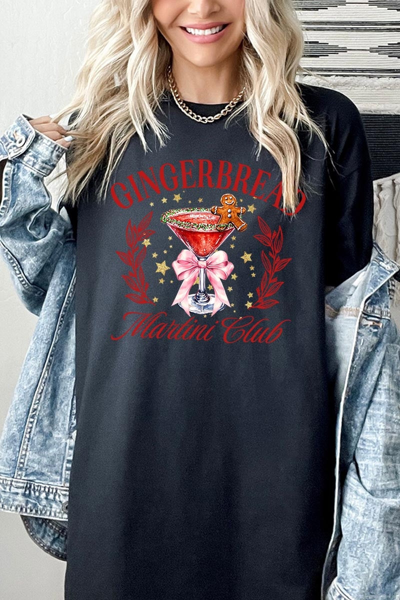 5000-E3216 Gingerbread Martini Club Graphic Heavy Cotton Tee $9