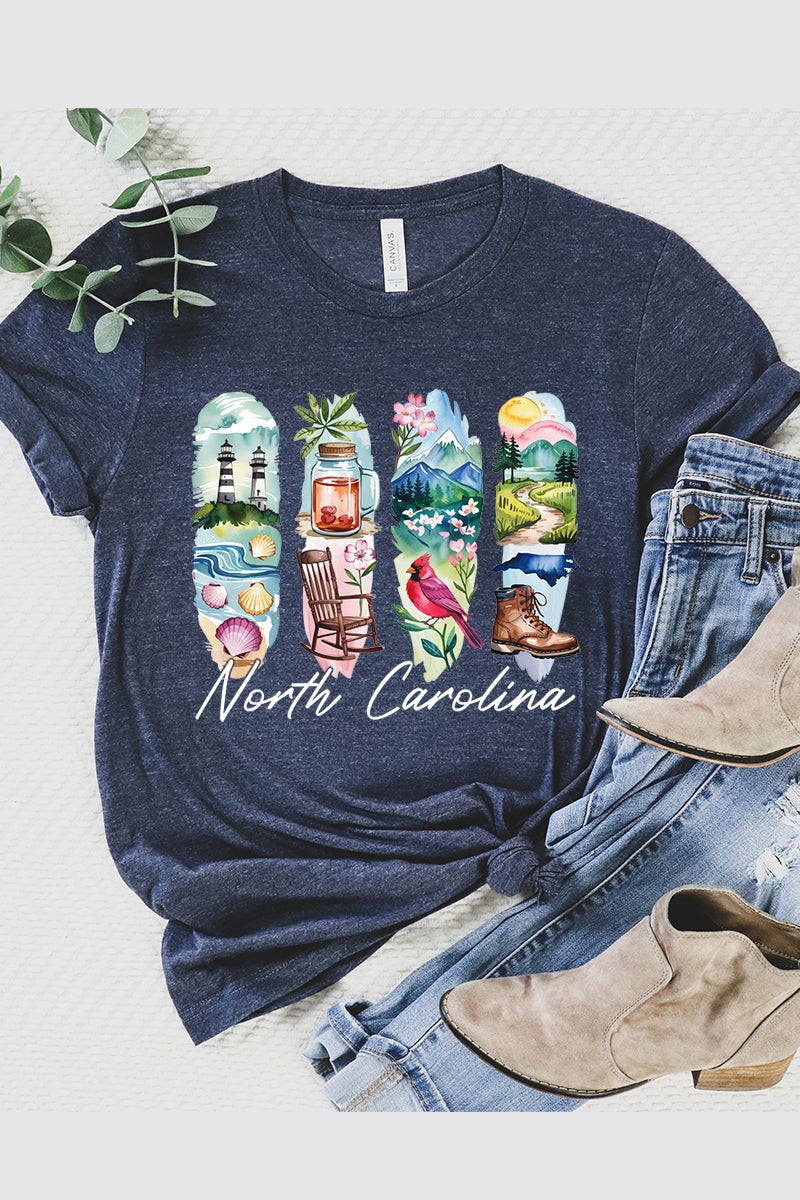 US3001P-E3061NC North Carolina State Brushstroke Graphic Plus Tee $16