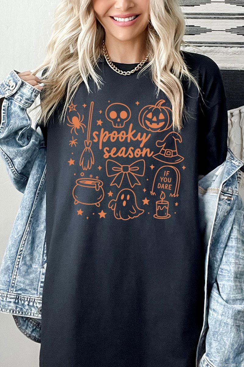 5000-E3141 Halloween Doodle Graphic Heavy Cotton Tee $9