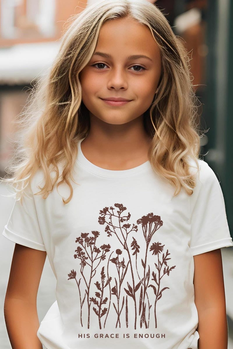 US3001Y-E3146Z Christian Wildflower Kids Graphic Tee $11