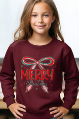 UL180B-E3197Z Merry Christmas Bow Kids Graphic Sweatshirt $20