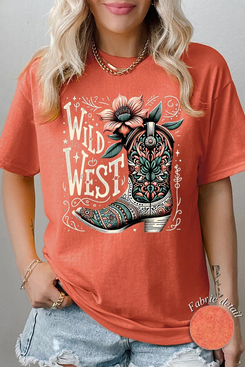 5000-E3100 Wild West Cowgirl Boot Graphic Heavy Cotton Tee $9