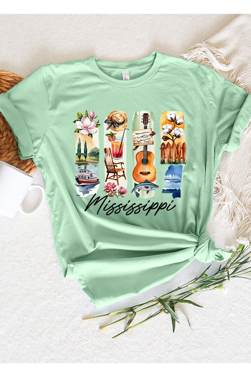US3001P-E3061MS Mississippi State Brushstroke Graphic Plus Tee $16