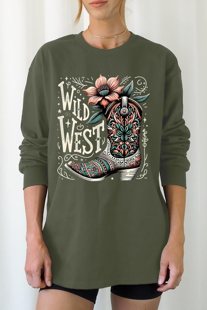 UL240P-E3100 Wild West Cowgirl Boot Plus Long Sleeve Tee $17