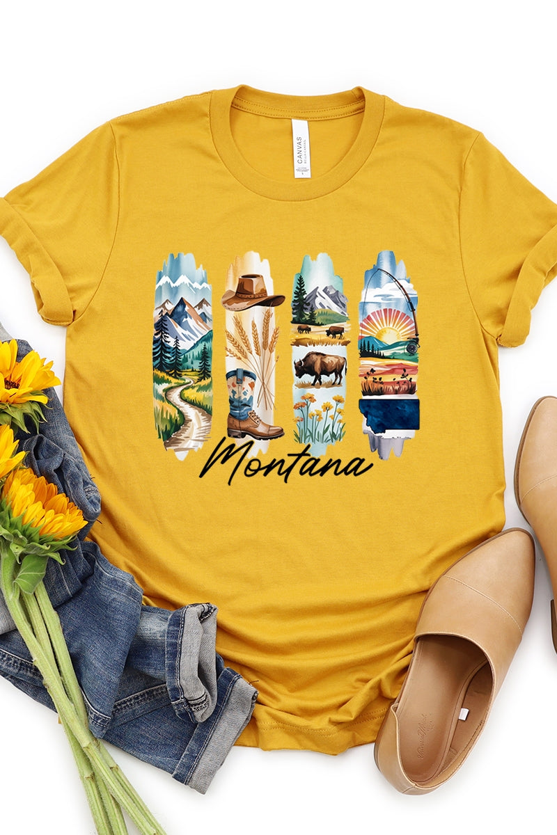 US3001P-E3061MT Montana State Brushstroke Graphic Plus Tee $16