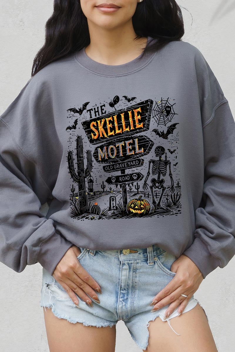 UL180-E3108 Skellie Motel Halloween Graphic Sweatshirt $20