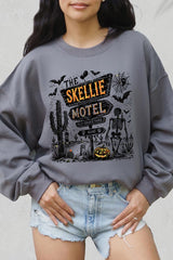 UL180P-E3108 Skellie Motel Halloween Graphic Plus Sweatshirt $25