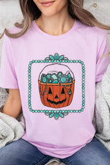 US3001P-E3140 Halloween turquoise pumpkin Graphic Plus Tee $16