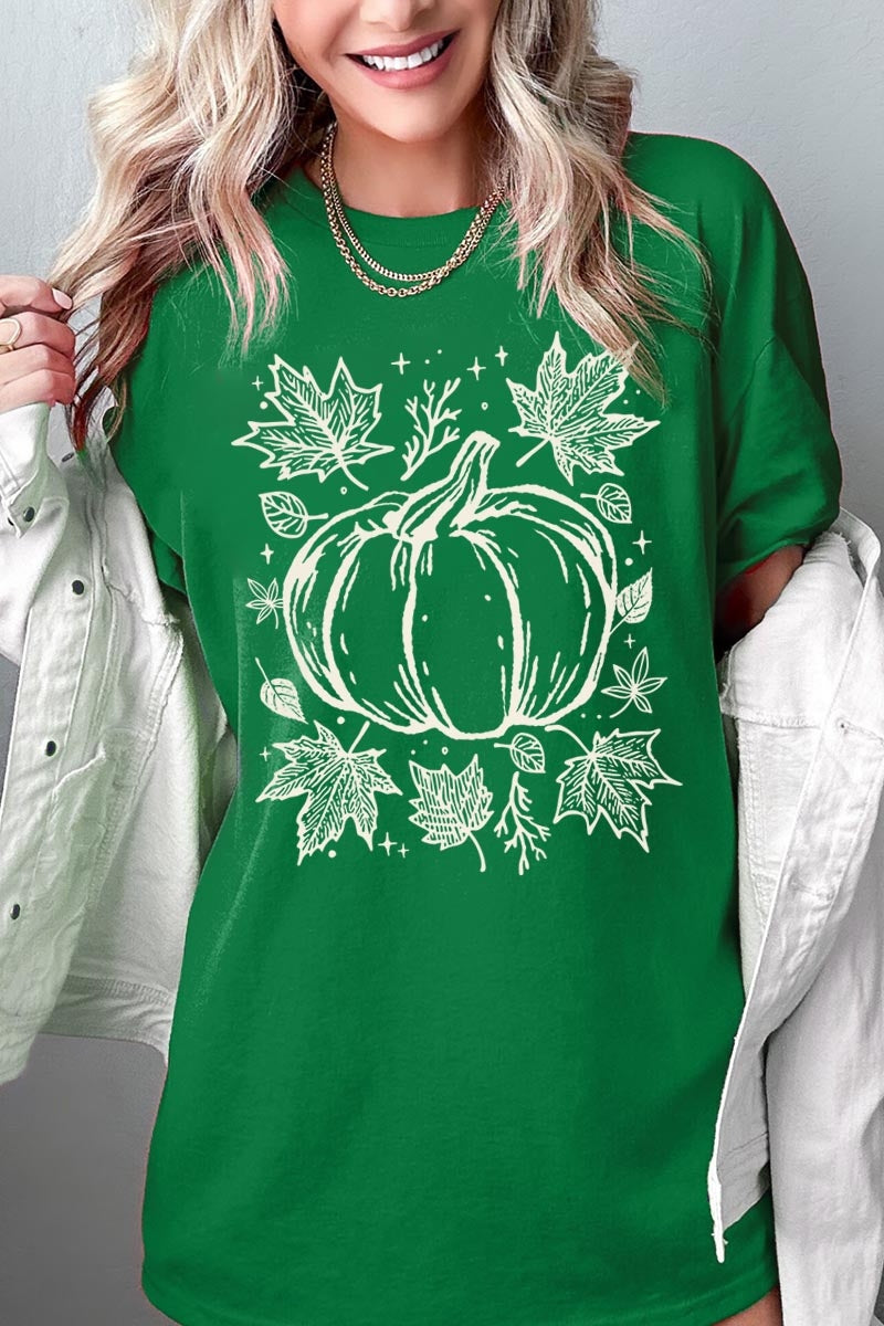 5000-E3162 Fall Pumpkin Graphic Heavy Cotton Tee $9
