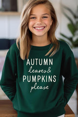 UL180B-E3158Z Autumn Leaves Pumpkins Kids Graphic Sweatshirt $20
