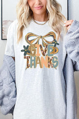 5000P-E3154 Give Thanks Bow Graphic Plus Heavy Cotton Tee $12.75
