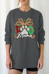 UL240-E3194 Dog Mama Christmas Paw Graphic Long Sleeve Tee $13.75