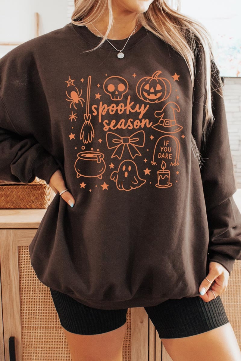 UL180P-E3141 Halloween Doodle Graphic Plus Sweatshirt $25