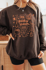 UL180-E3141 Halloween Doodle Graphic Sweatshirt $20