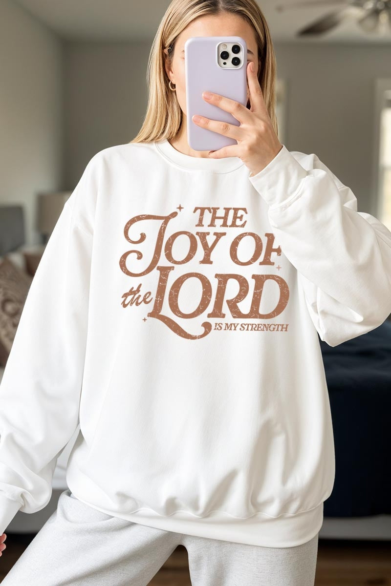 UL180P-E3179 Joy of the Lord Graphic Plus Sweatshirt $25